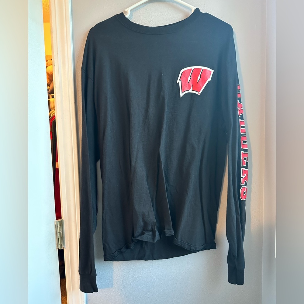 Wisconsin Badger Black & Red Long Sleeve Shirt